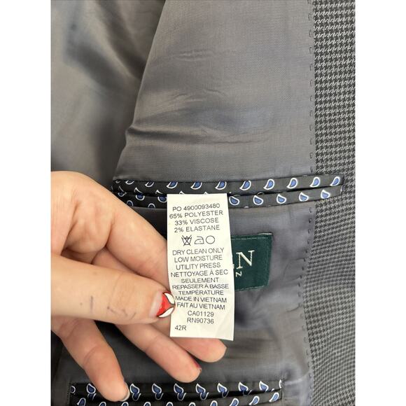 Lauren Ralph Lauren Sport Coat 42R Grey Check Houndstooth Blazer Jacket FS Chrty - Picture 11 of 12